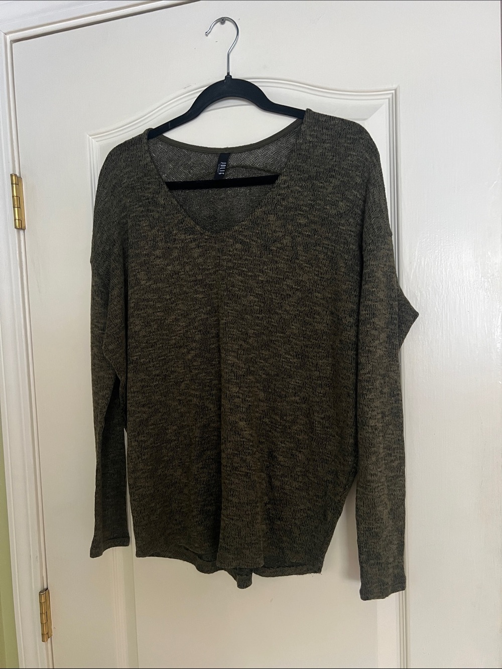 Jolie Olive Green V-Neck Relaxed Sweater